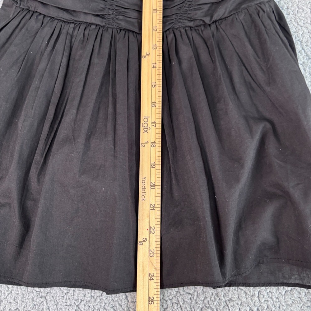 Zara Blouse Medium Black Ruched Deep V-Neck Balletcore Babydoll Cottage Chic - Picture 8 of 8